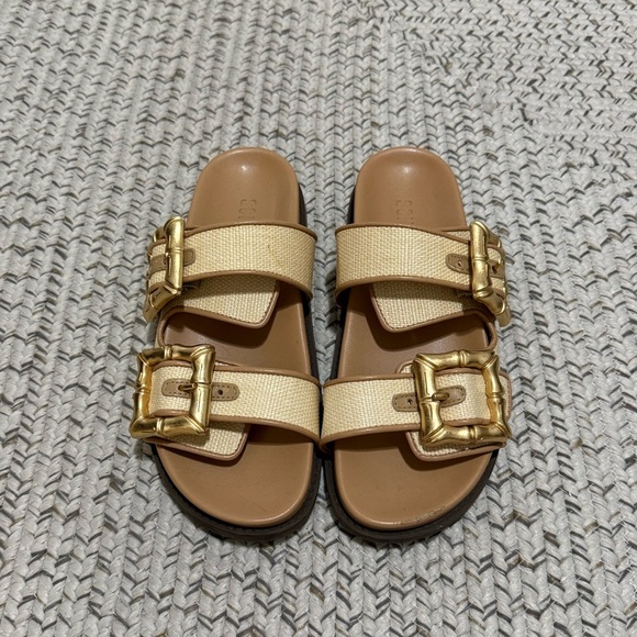Schutz Enola Strappy Flat Sandals – Areia Light Gold - Picture 6 of 12